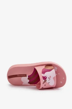 Outlet Ipanema Klapki Dziewczęce Z Jednorożcem 83474 Urban V Slide Kids Różowe