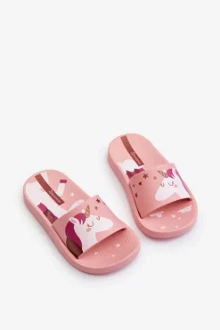 Outlet Ipanema Klapki Dziewczęce Z Jednorożcem 83474 Urban V Slide Kids Różowe