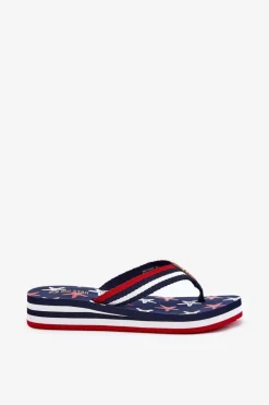 Klapki Na Koturnie|Klapki Sportowe></noscript>Big Star Shoes Klapki Japonki Damskie Na Koturnie Big Star RR274A127 Granatowe