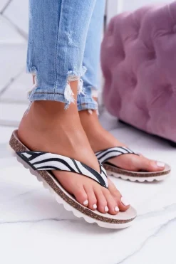 Klapki Sportowe|Klapki Korkowe>Boto Klapki Japonki Na Korku Lu Boo Zebra