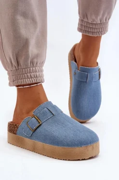 Klapki Korkowe|Klapki Na Platformie>Boto Klapki Jeansowe Damskie Chodaki Na Platformie Niebieskie Jorffia