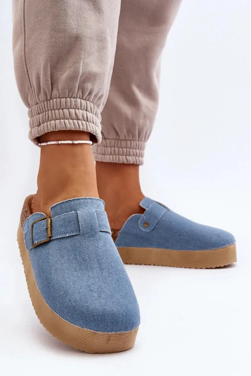 Klapki Korkowe|Klapki Na Platformie>Boto Klapki Jeansowe Damskie Chodaki Na Platformie Niebieskie Jorffia