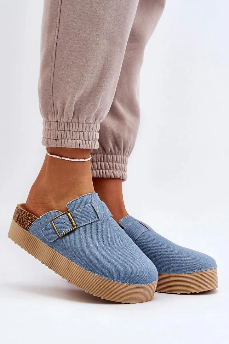 Klapki Korkowe|Klapki Na Platformie>Boto Klapki Jeansowe Damskie Chodaki Na Platformie Niebieskie Jorffia
