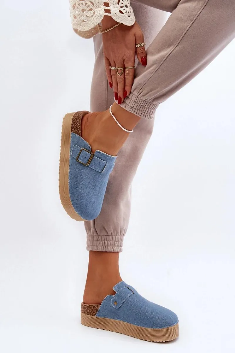 Klapki Korkowe|Klapki Na Platformie>Boto Klapki Jeansowe Damskie Chodaki Na Platformie Niebieskie Jorffia