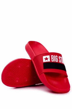 New Big Star Shoes Klapki Męskie Big Star Klasyk Czerwone GG174939