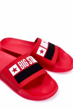 New Big Star Shoes Klapki Męskie Big Star Klasyk Czerwone GG174939