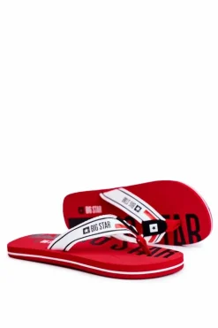 Hot Big Star Shoes Klapki Męskie Japonki Big Star Czerwone FF274A451
