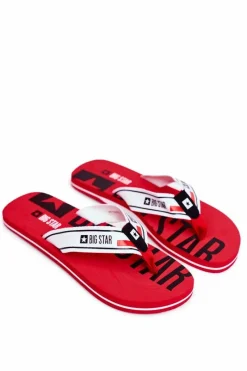 Hot Big Star Shoes Klapki Męskie Japonki Big Star Czerwone FF274A451