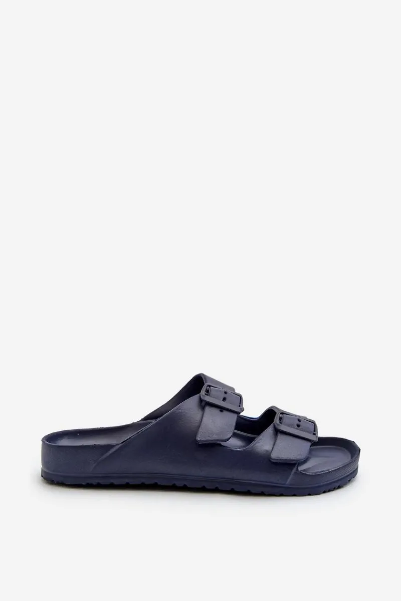 Klapki Męskie Klasyczne>Evento Klapki Męskie Lekkie Piankowe Z Klamrami Granatowe Avatara Niebieski