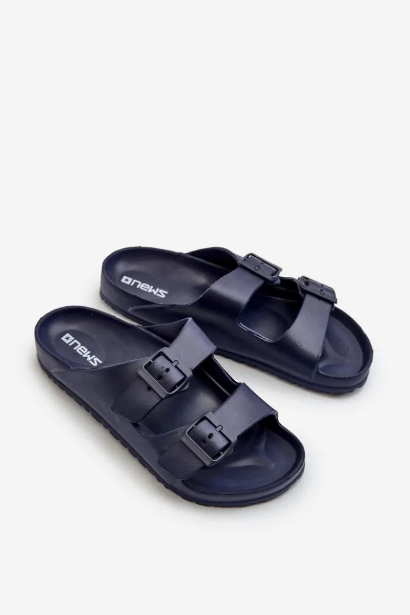 Klapki Męskie Klasyczne>Evento Klapki Męskie Lekkie Piankowe Z Klamrami Granatowe Avatara Niebieski