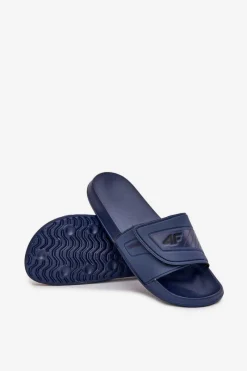 Discount Klapki Męskie Na Rzep MM00FFLIM091-31S Granatowe Męskie Klapki Męskie Klasyczne