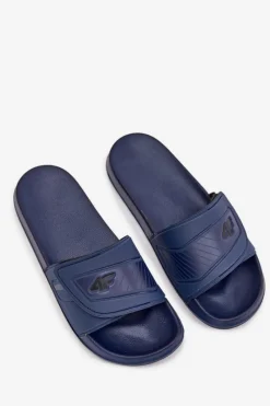 Discount Klapki Męskie Na Rzep MM00FFLIM091-31S Granatowe Męskie Klapki Męskie Klasyczne
