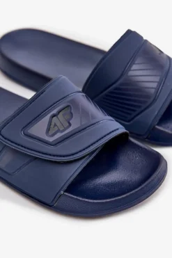 Discount Klapki Męskie Na Rzep MM00FFLIM091-31S Granatowe Męskie Klapki Męskie Klasyczne
