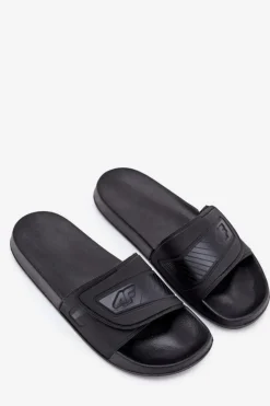 Outlet 4F Klapki Męskie Na Rzep MM00FFLIM091-20S Czarne Czarny