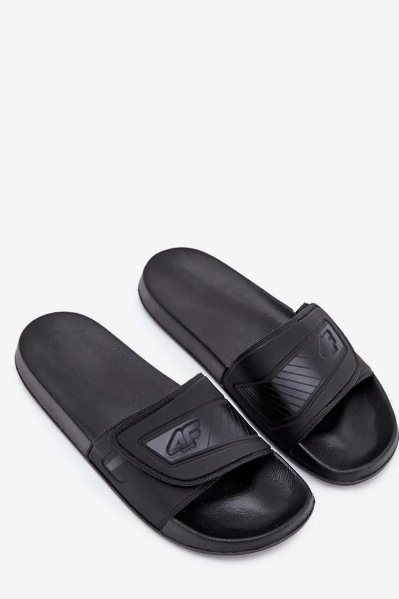 Outlet 4F Klapki Męskie Na Rzep MM00FFLIM091-20S Czarne Czarny