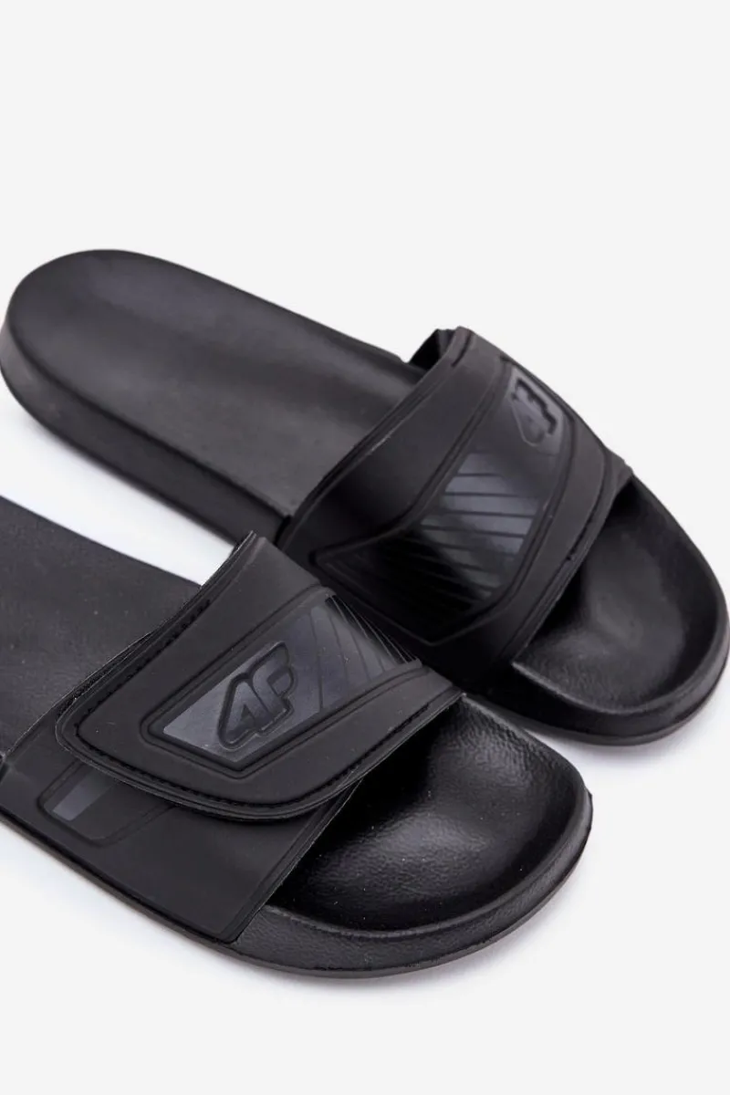 Outlet 4F Klapki Męskie Na Rzep MM00FFLIM091-20S Czarne Czarny