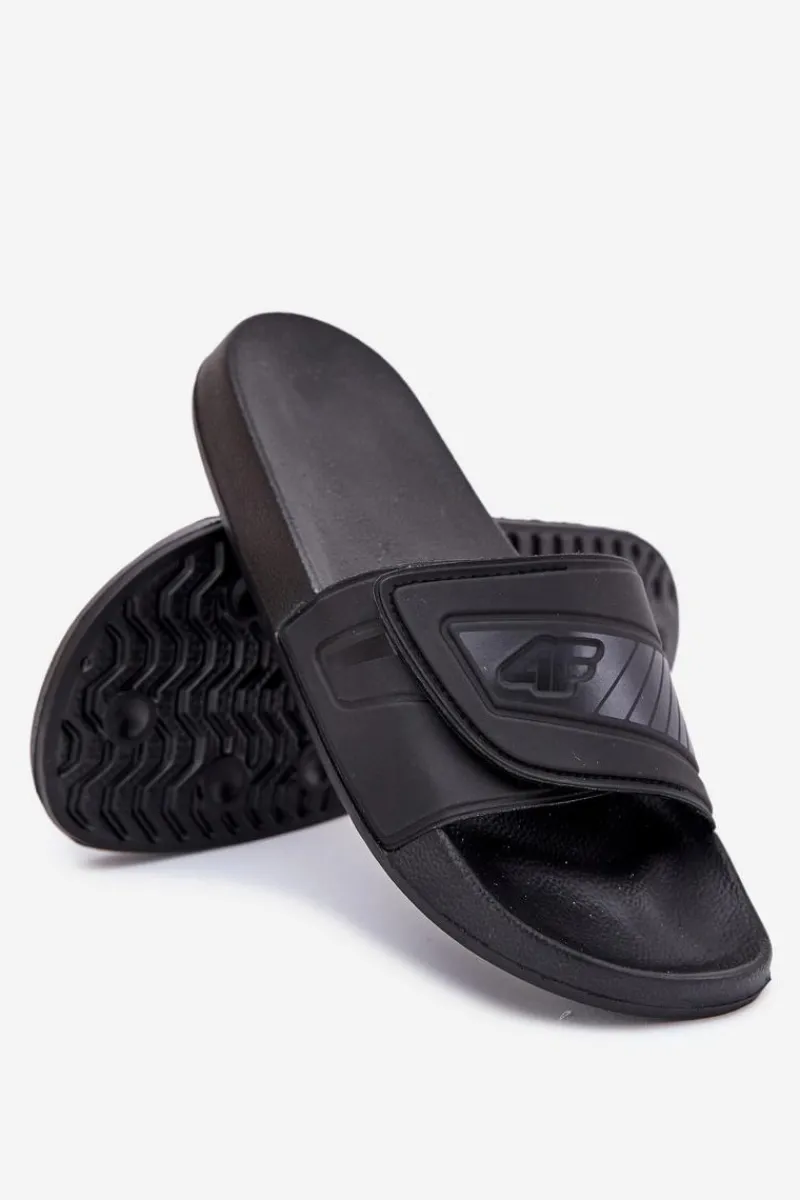 Outlet 4F Klapki Męskie Na Rzep MM00FFLIM091-20S Czarne Czarny