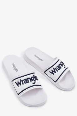 Klapki Męskie Klasyczne></noscript>Wrangler Klapki Męskie AVERELL SLIDER MEN LOW 20251042.1FG Białe Biały