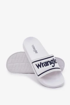 Klapki Męskie Klasyczne></noscript>Wrangler Klapki Męskie AVERELL SLIDER MEN LOW 20251042.1FG Białe Biały
