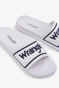 Klapki Męskie Klasyczne></noscript>Wrangler Klapki Męskie AVERELL SLIDER MEN LOW 20251042.1FG Białe Biały