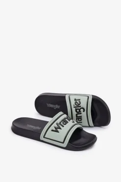 Clearance Wrangler Klapki Męskie AVERELL SLIDER MEN LOW 20251042.52D Jasnozielone Zielony