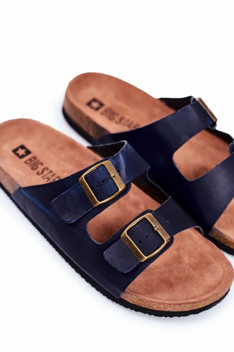 Klapki Męskie Big Star|Klapki Męskie Klasyczne>Big Star Shoes Klapki Męskie Z Klamrami Big Star Ciemno Granatowe DD174604