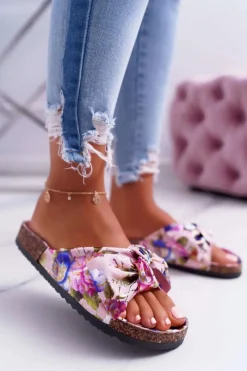 Klapki Korkowe|Klapki Damskie Klasyczne>Boto Klapki Na Korkowej Podeszwie Różowe W Kwiaty Wendy