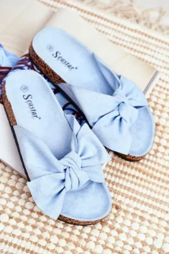 New Boto Klapki Na Korkowej Podeszwie Błękitne Wendy