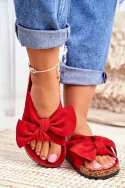 Klapki Korkowe|Klapki Damskie Klasyczne>Boto Klapki Na Korkowej Podeszwie Czerwone Wendy