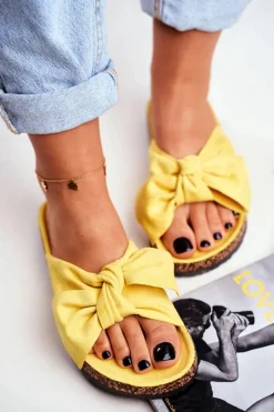 Boto Klapki Na Korkowej Podeszwie Żółte Wendy