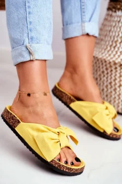 Boto Klapki Na Korkowej Podeszwie Żółte Wendy