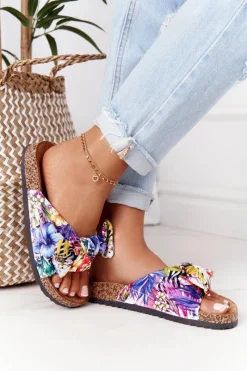 Online Klapki Na Korkowej Podeszwie Białe W Kwiaty Wendy Damskie Klapki Korkowe|Klapki Damskie Klasyczne