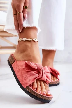 Klapki Korkowe|Klapki Damskie Klasyczne>Boto Klapki Na Korkowej Podeszwie Koralowe Wendy