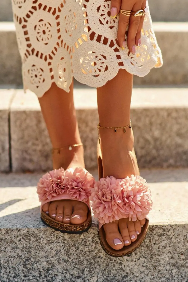 Klapki Damskie Klasyczne|Klapki Korkowe>Evento Klapki Na Korkowej Podeszwie Różowe Flowerbomb Różowy