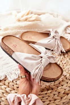 Sale Boto Klapki Na Korkowej Podeszwie Beżowe Taryne