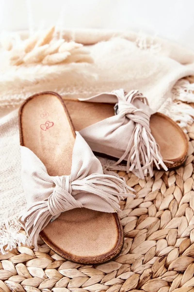 Sale Boto Klapki Na Korkowej Podeszwie Beżowe Taryne