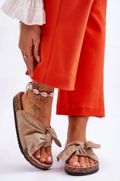 Klapki Korkowe|Klapki Damskie Klasyczne>Boto Klapki Na Korkowej Podeszwie Ciemnobeżowe Wendy