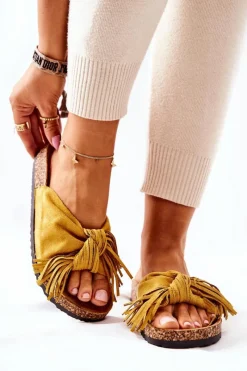 Klapki Korkowe|Klapki Damskie Klasyczne>Boto Klapki Na Korkowej Podeszwie Żółte Taryne