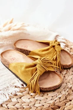 Klapki Korkowe|Klapki Damskie Klasyczne>Boto Klapki Na Korkowej Podeszwie Żółte Taryne