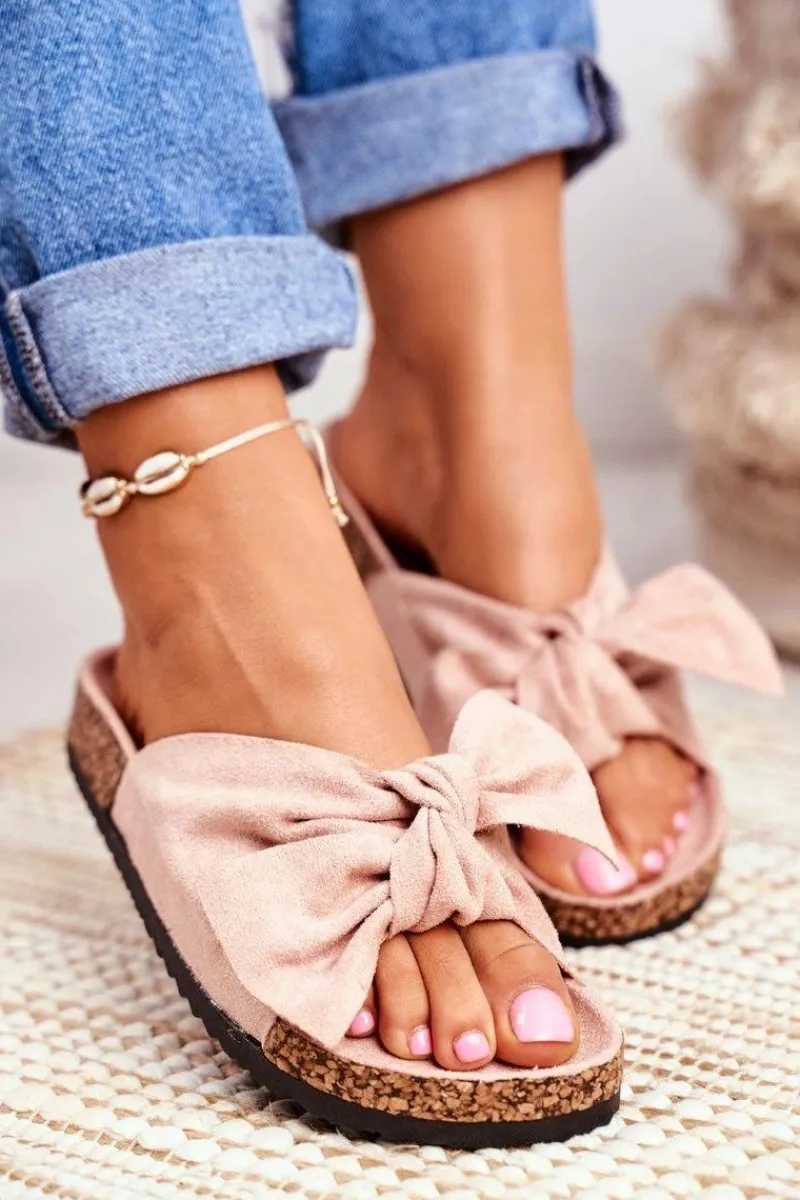 Clearance Klapki Na Korkowej Podeszwie Jasnoróżowe Wendy Damskie Klapki Korkowe|Klapki Damskie Klasyczne