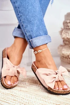 Clearance Klapki Na Korkowej Podeszwie Jasnoróżowe Wendy Damskie Klapki Korkowe|Klapki Damskie Klasyczne