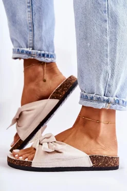 Hot Boto Klapki Na Korkowej Podeszwie Alabastrowe Wendy