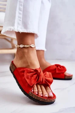 Outlet Klapki Na Korkowej Podeszwie Pomarańczowe Wendy Damskie Klapki Korkowe|Klapki Damskie Klasyczne