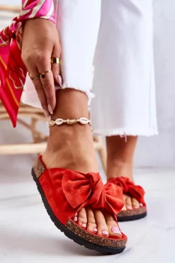 Outlet Klapki Na Korkowej Podeszwie Pomarańczowe Wendy Damskie Klapki Korkowe|Klapki Damskie Klasyczne