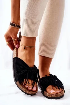 Klapki Korkowe|Klapki Damskie Klasyczne>Boto Klapki Na Korkowej Podeszwie Czarne Taryne