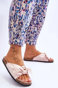 Best Boto Klapki Na Korkowej Podeszwie Beżowe Wendy