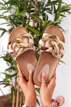 Online Klapki Na Korku Z Łańcuchem Beżowe Last Dance Damskie Klapki Korkowe|Klapki Damskie Klasyczne