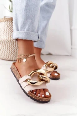 Online Klapki Na Korku Z Łańcuchem Beżowe Last Dance Damskie Klapki Korkowe|Klapki Damskie Klasyczne