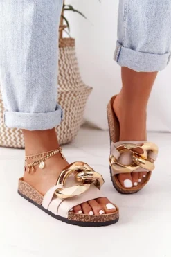 Online Klapki Na Korku Z Łańcuchem Beżowe Last Dance Damskie Klapki Korkowe|Klapki Damskie Klasyczne