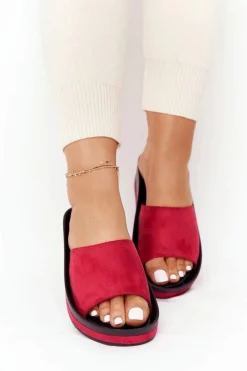 Best Klapki Na Koturnie Vinceza 21-17113 Czerwone Damskie Klapki Na Koturnie|Klapki Na Obcasie